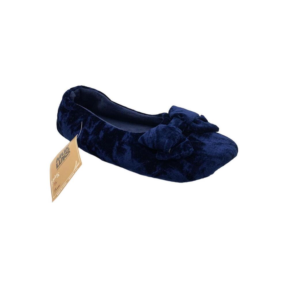 MUK LUKS Women's Crushed Velvet Ballerina Slipper Navy - Regular